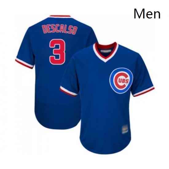 Mens Chicago Cubs 3 Daniel Descalso Royal Blue Cooperstown Flexbase Authentic Collection Baseball Jersey